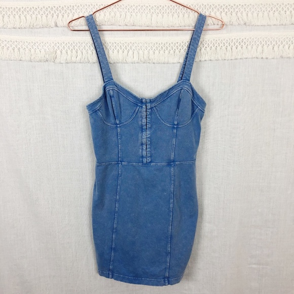 Intimately Free People Blue Corset Bodycon Mini M - Picture 2 of 8